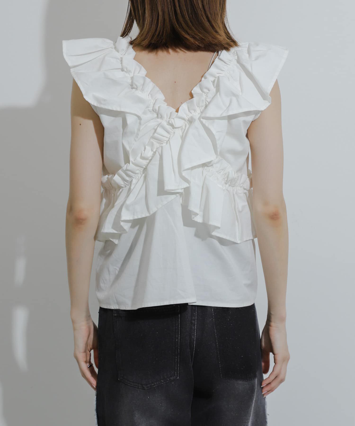 SENSE OF PLACE by URBAN RESEARCH「2WAYフリルノースリーブブラウス」|シャツ・ブラウス|