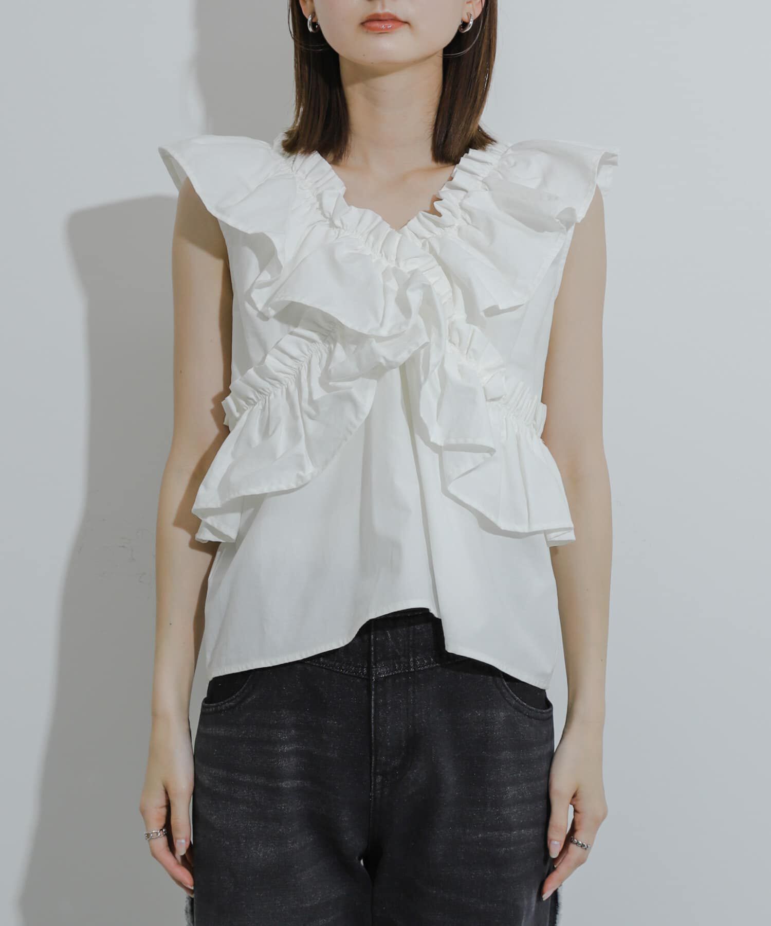 SENSE OF PLACE by URBAN RESEARCH「2WAYフリルノースリーブブラウス」|シャツ・ブラウス|