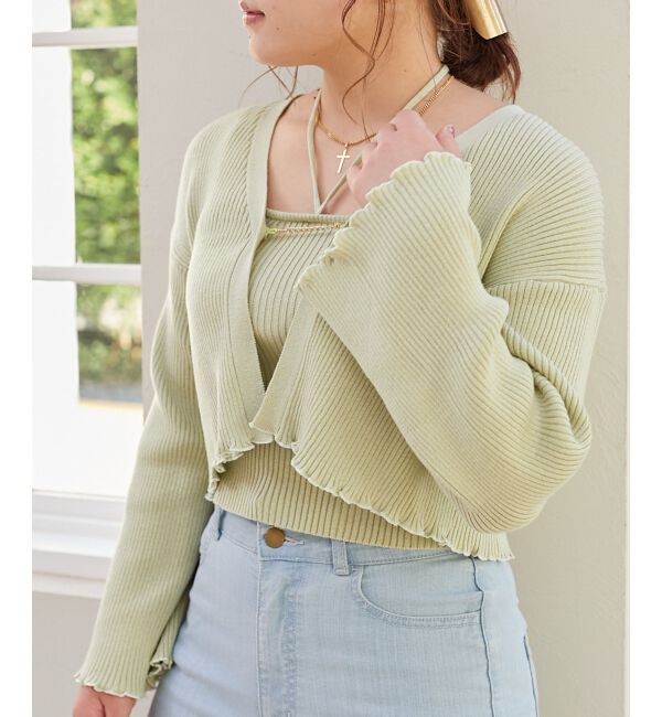 MAJESTICLEGON「キャミsetプレートニットカーデ」|ニット・セーター|