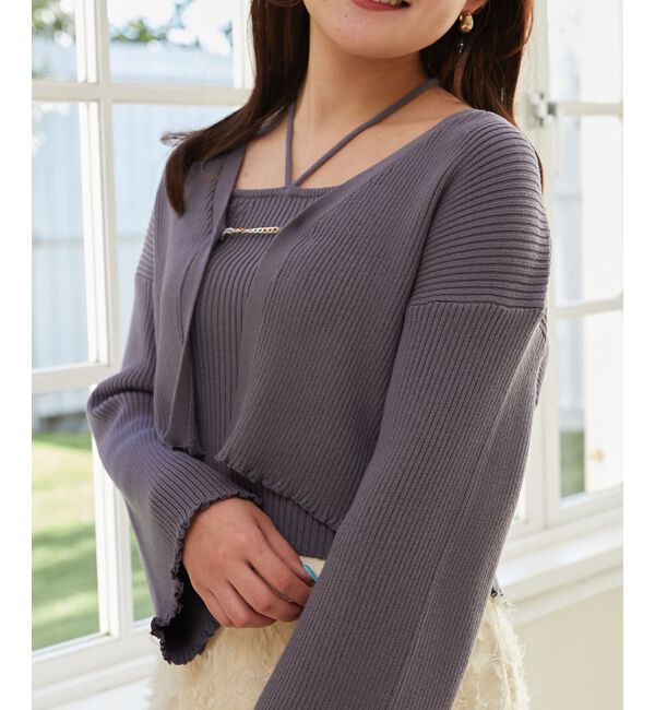 MAJESTICLEGON「キャミsetプレートニットカーデ」|ニット・セーター|