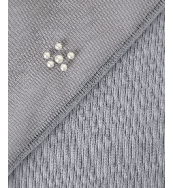  「パールチュールスリーブ長袖トップス」|Tシャツ・カットソー|