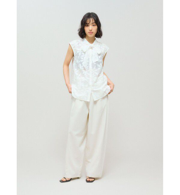 MIDIUMISOLID「MIDIUMISOLID for Ladies レースボウタイノースリーブブラウス」|シャツ・ブラウス|