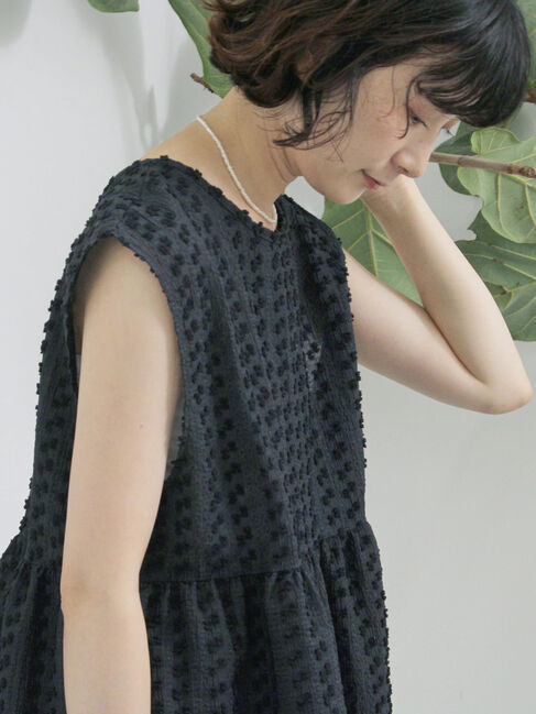 Samansa Mos2 blue「前後2wayジャカードペプラムノースリーブブラウス」|シャツ・ブラウス|