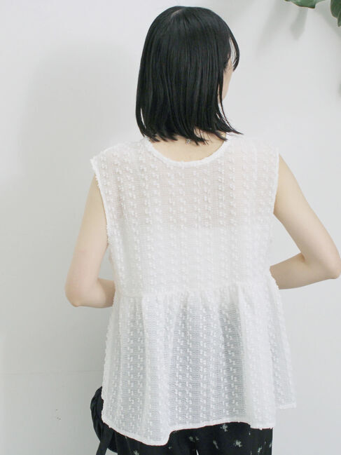 Samansa Mos2 blue「前後2wayジャカードペプラムノースリーブブラウス」|シャツ・ブラウス|