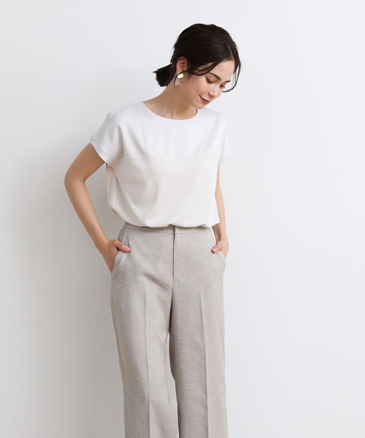 DAY by DAY it&rsquo;s international「サテン切り替えワイドカットソー《スビン綿MIXフライス》」|Tシャツ・カットソー|グレー1