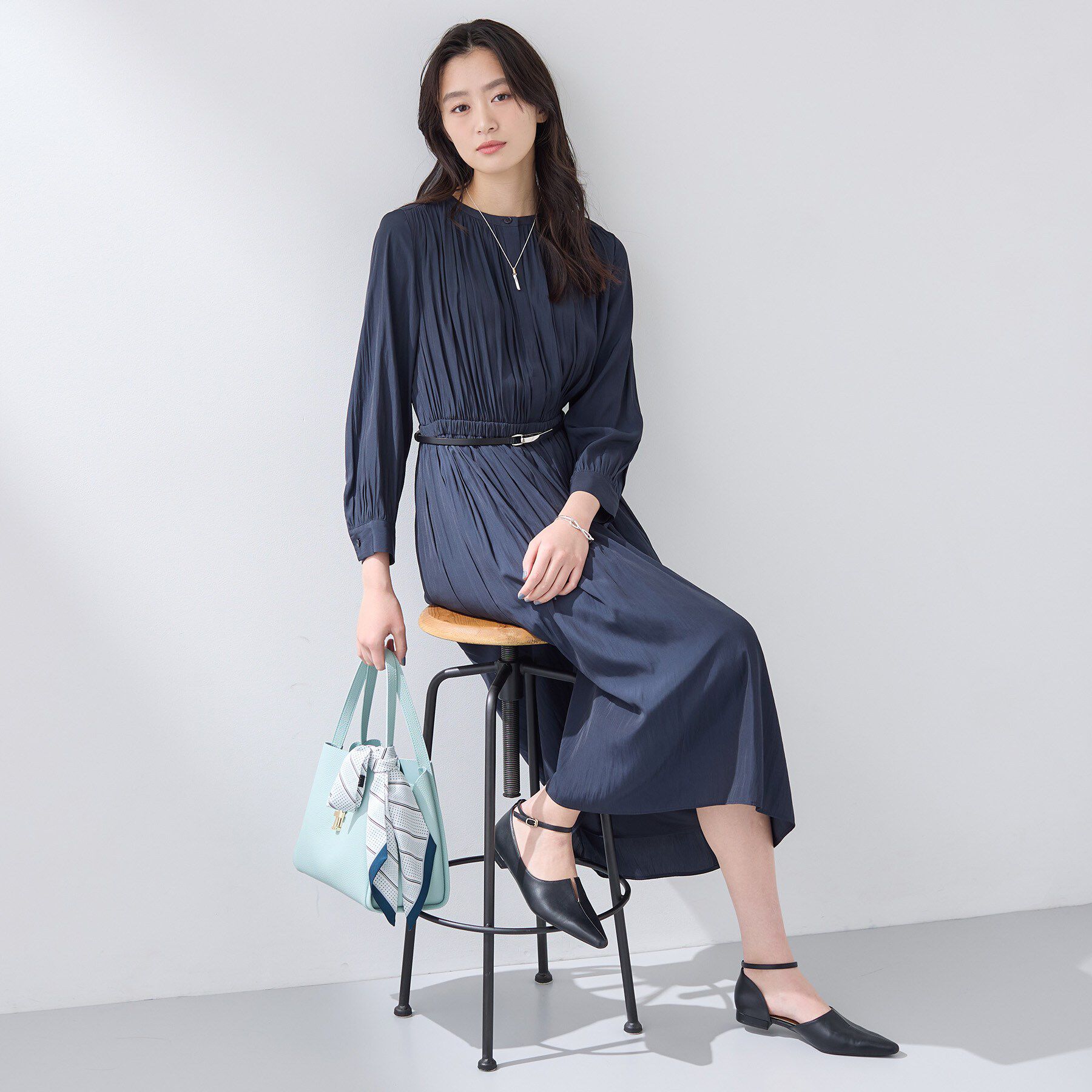 INDIVI「【洗える／セレモニー】ギャザーフレアワンピース」|ワンピース|