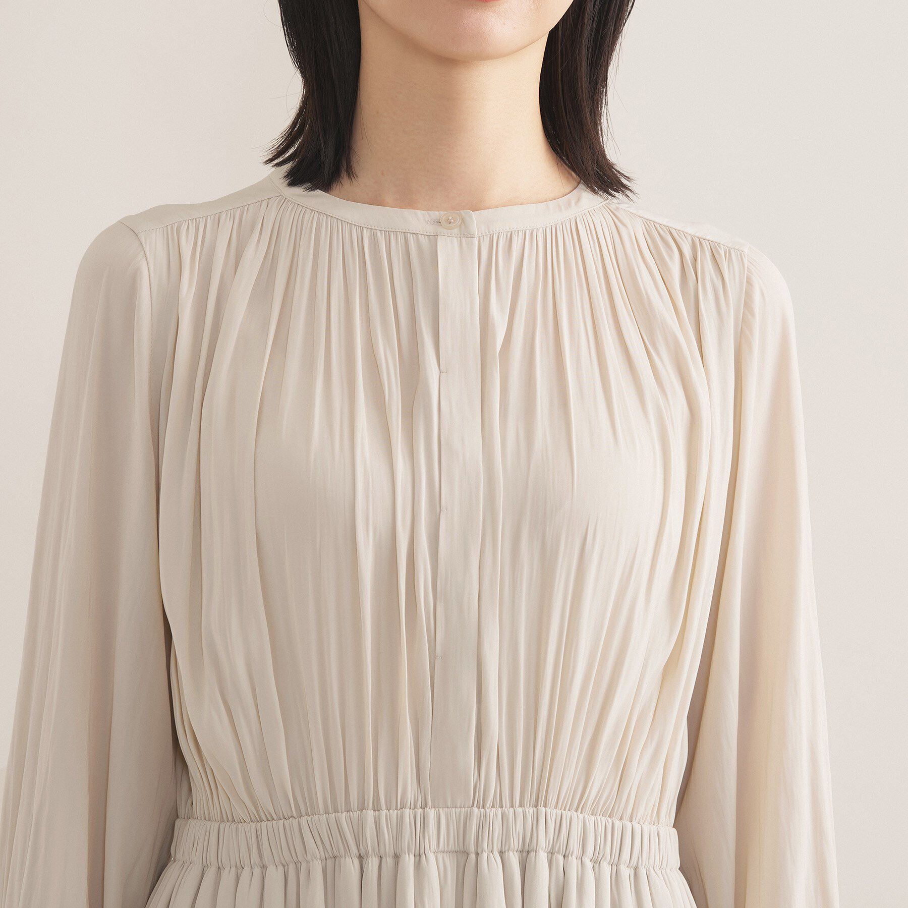 INDIVI「【洗える／セレモニー】ギャザーフレアワンピース」|ワンピース|