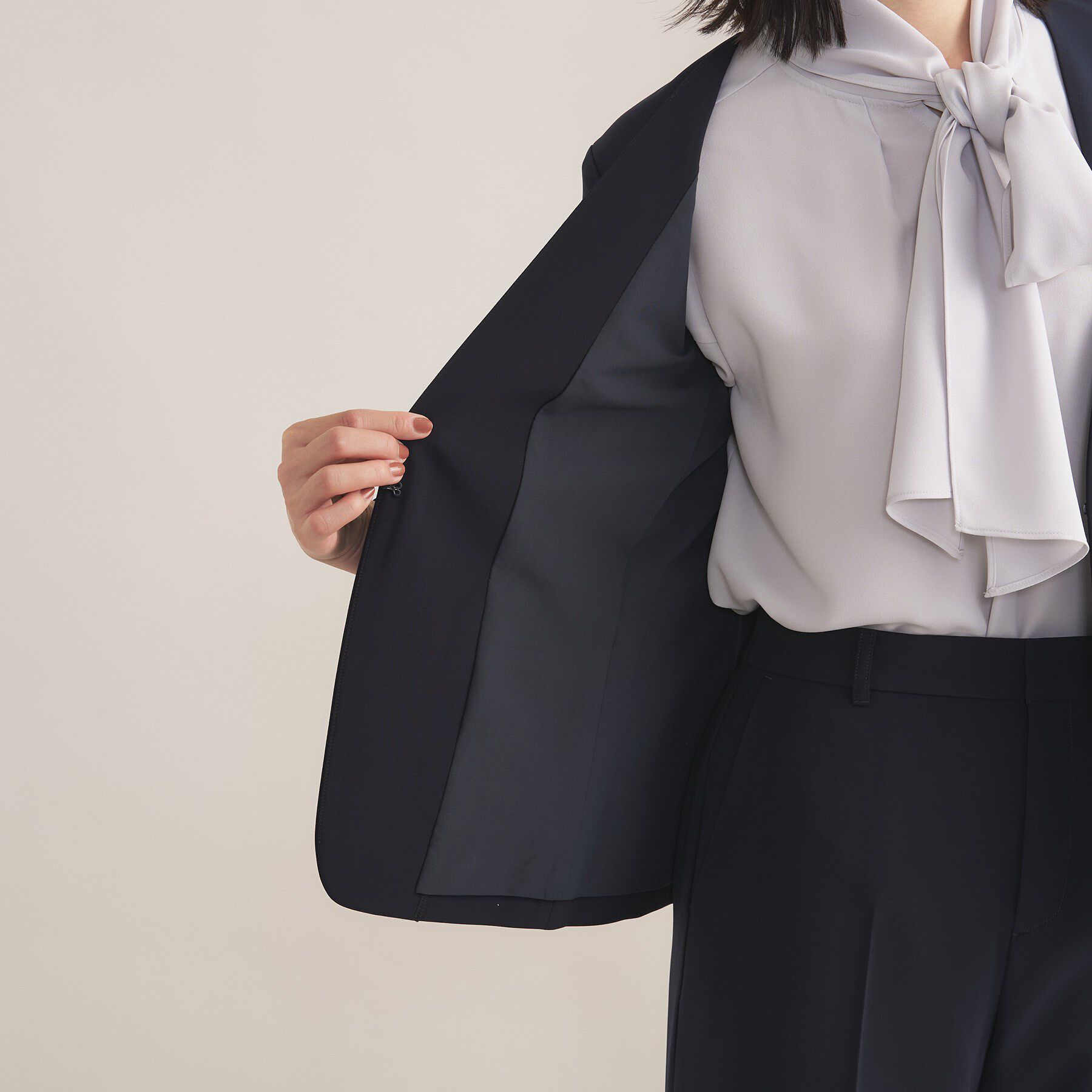 INDIVI「【通勤スーツ／洗える】ストレッチカラーレスジャケット」|スーツ|