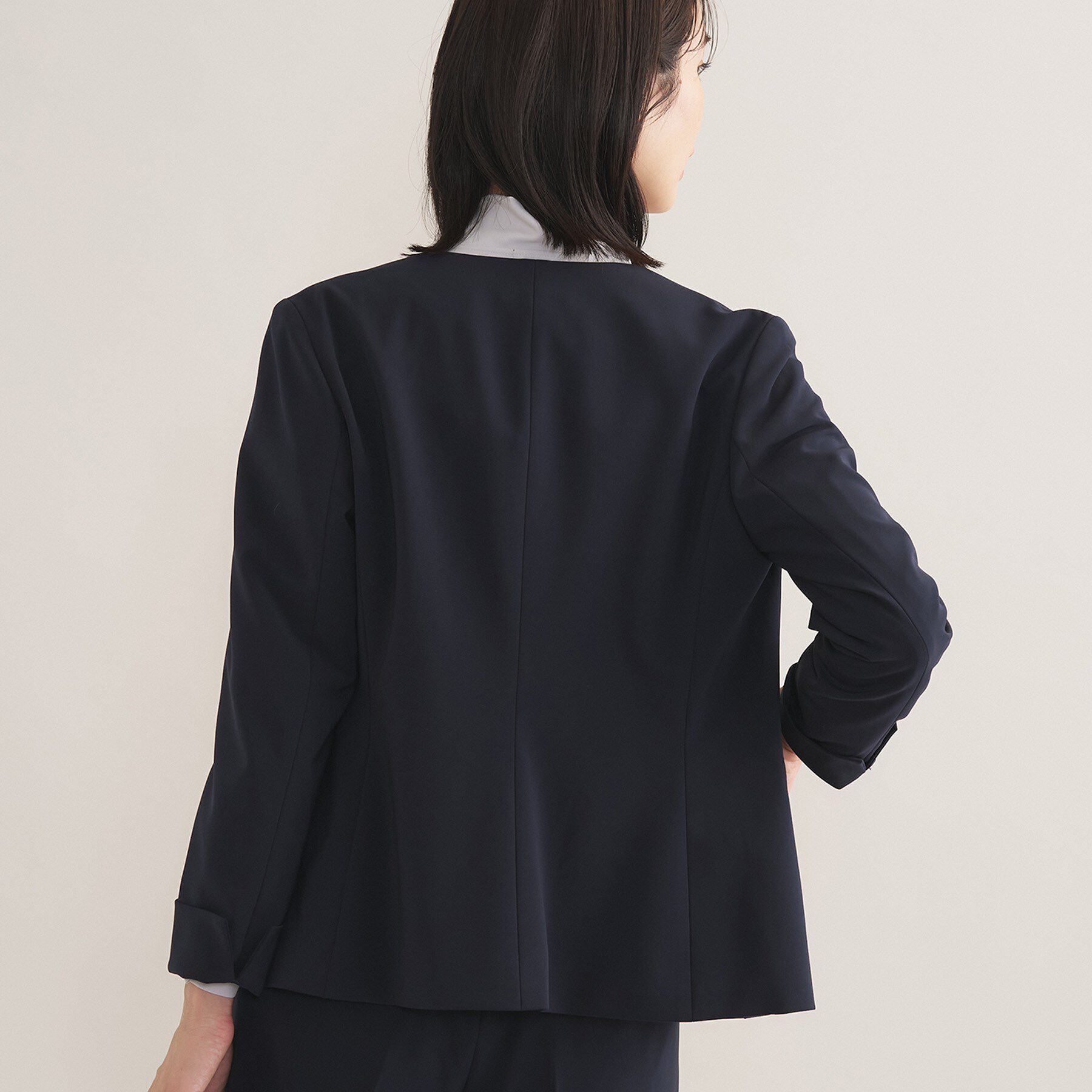 INDIVI「【通勤スーツ／洗える】ストレッチカラーレスジャケット」|スーツ|
