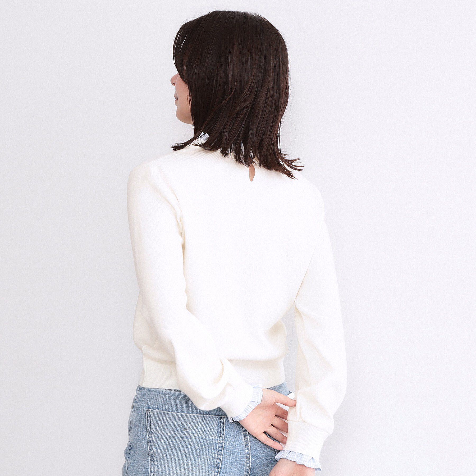OPAQUE.CLIP「襟フリルドッキングニット【洗濯機OK】」|ニット・セーター|