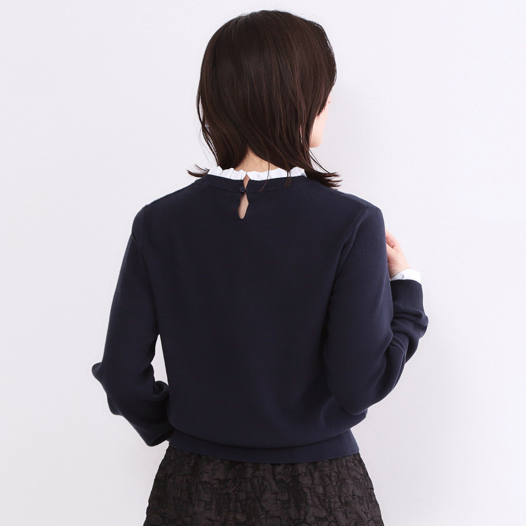 OPAQUE.CLIP「襟フリルドッキングニット【洗濯機OK】」|ニット・セーター|
