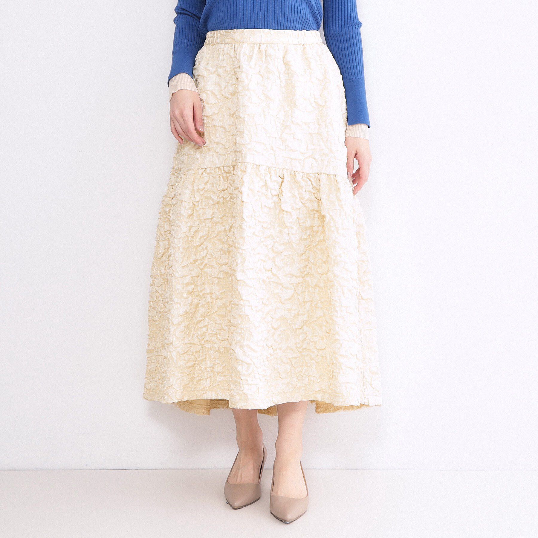 OPAQUE.CLIP「ふくれジャカードティアードスカート【洗濯機OK】」|スカート|