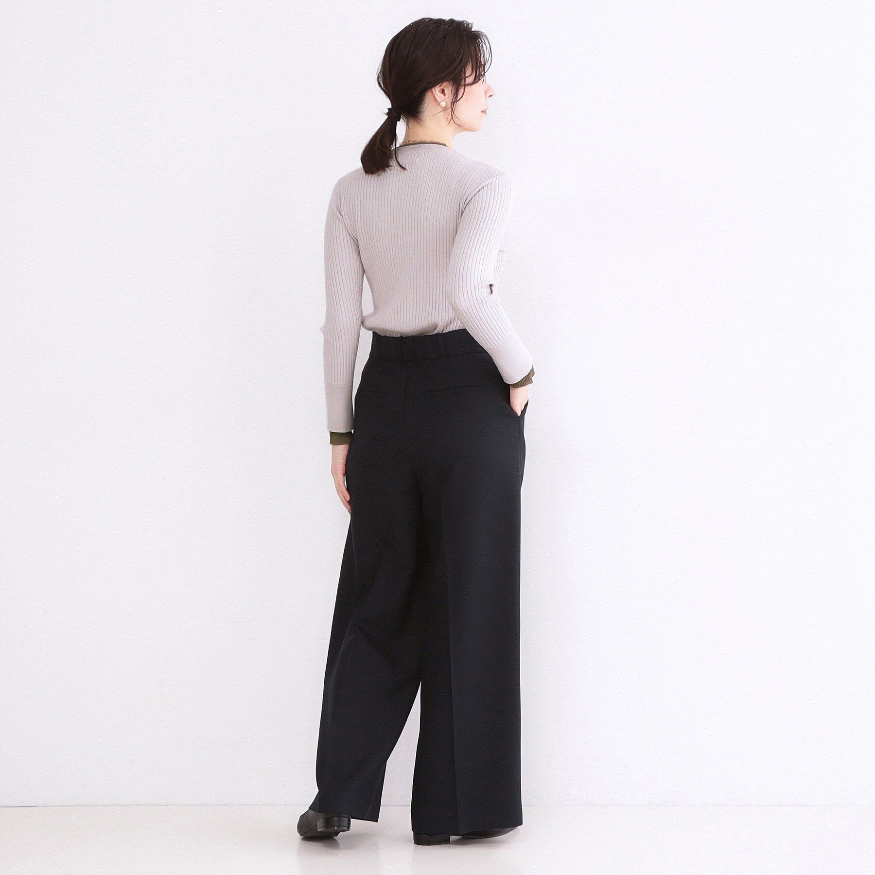 OPAQUE.CLIP「レイヤード風クルーネックリブニット【洗濯機OK】」|ニット・セーター|