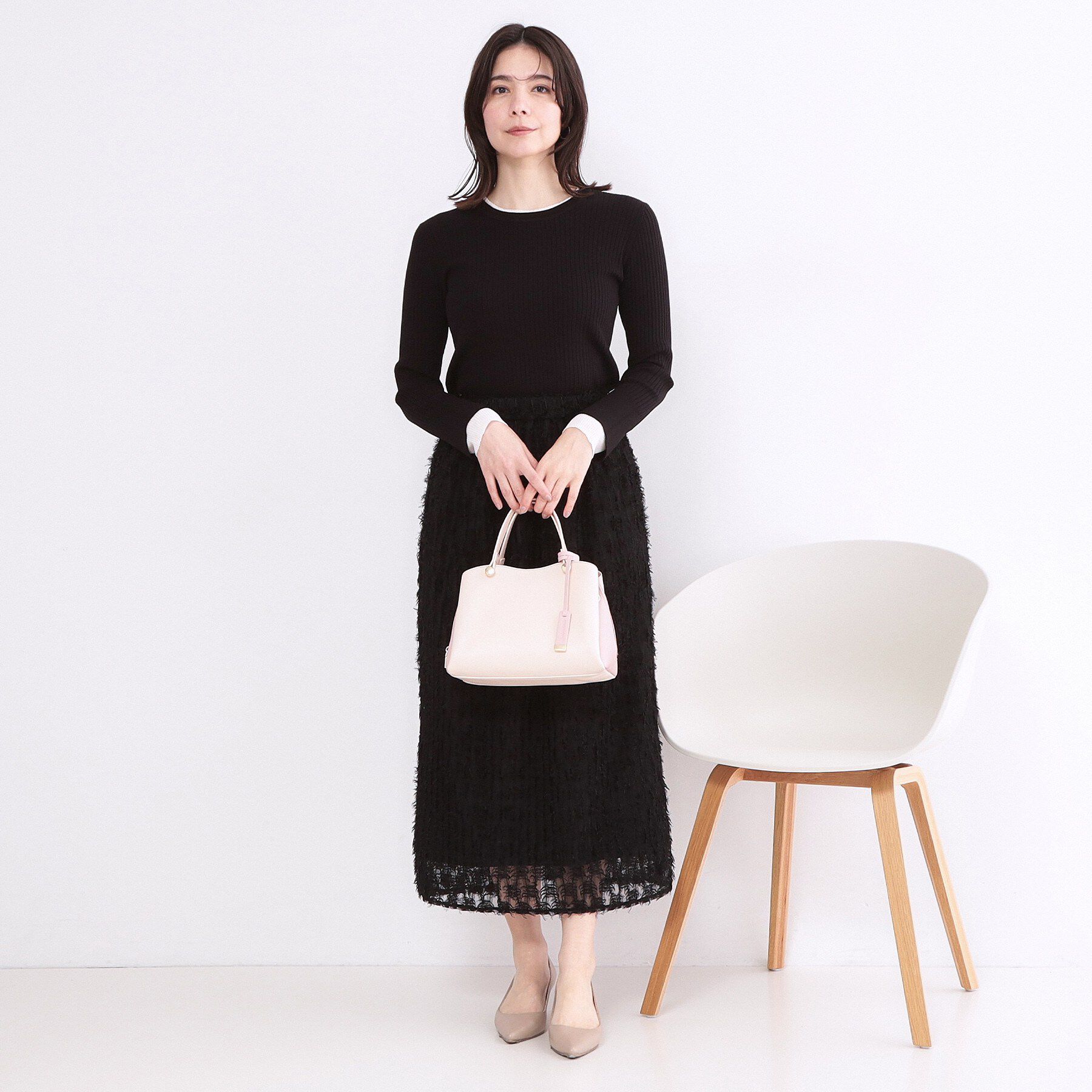 OPAQUE.CLIP「レイヤード風クルーネックリブニット【洗濯機OK】」|ニット・セーター|