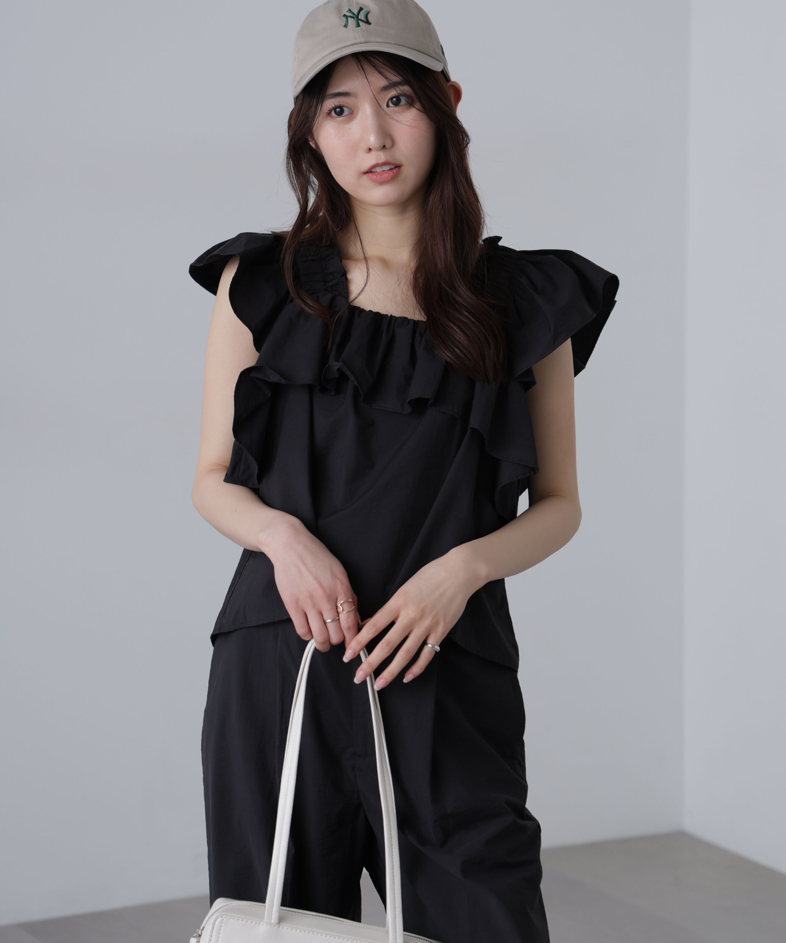  「〈セットアップ対応〉ギャザーショルダーノースリーブブラウス」|シャツ・ブラウス|