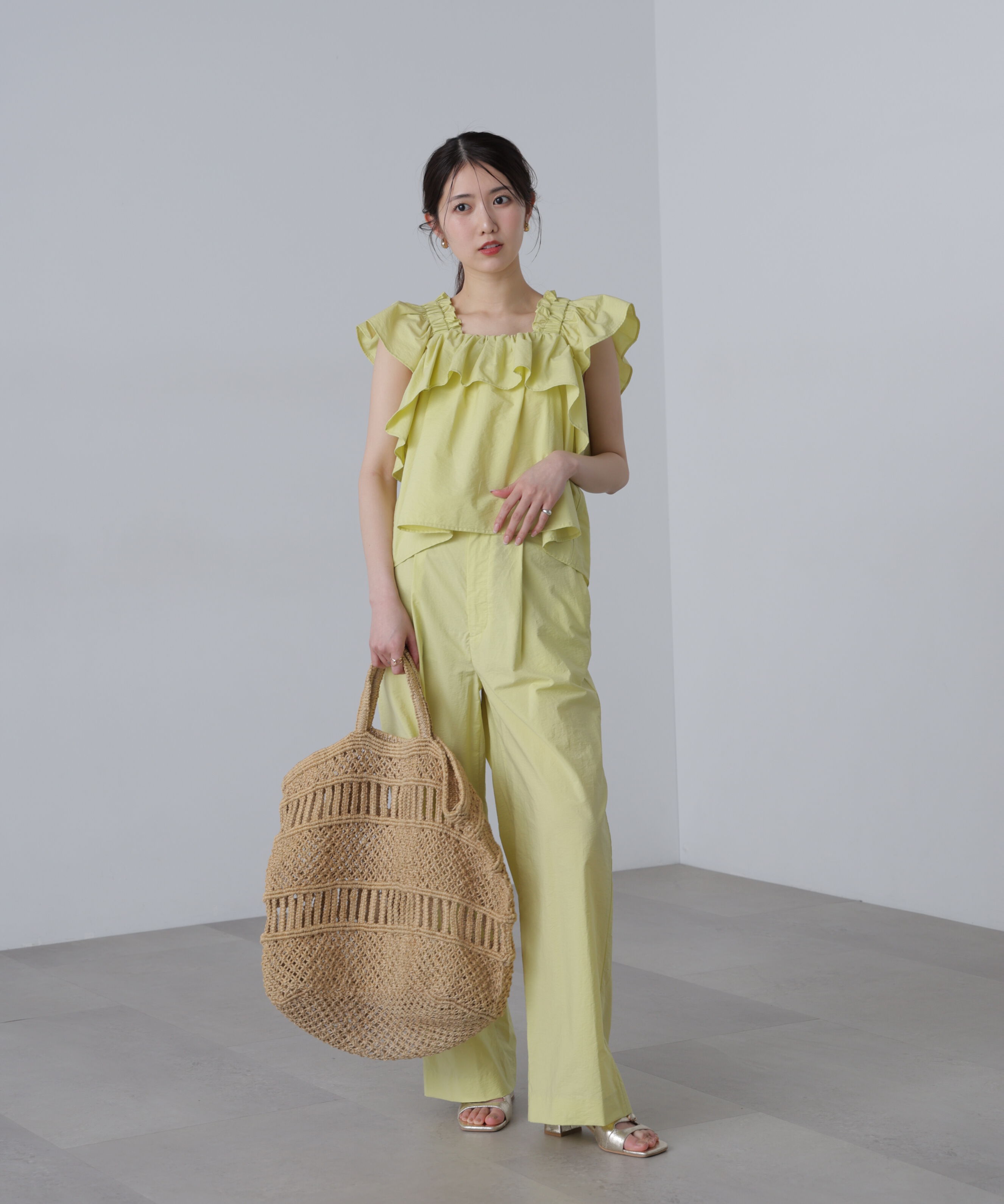  「〈セットアップ対応〉ギャザーショルダーノースリーブブラウス」|シャツ・ブラウス|