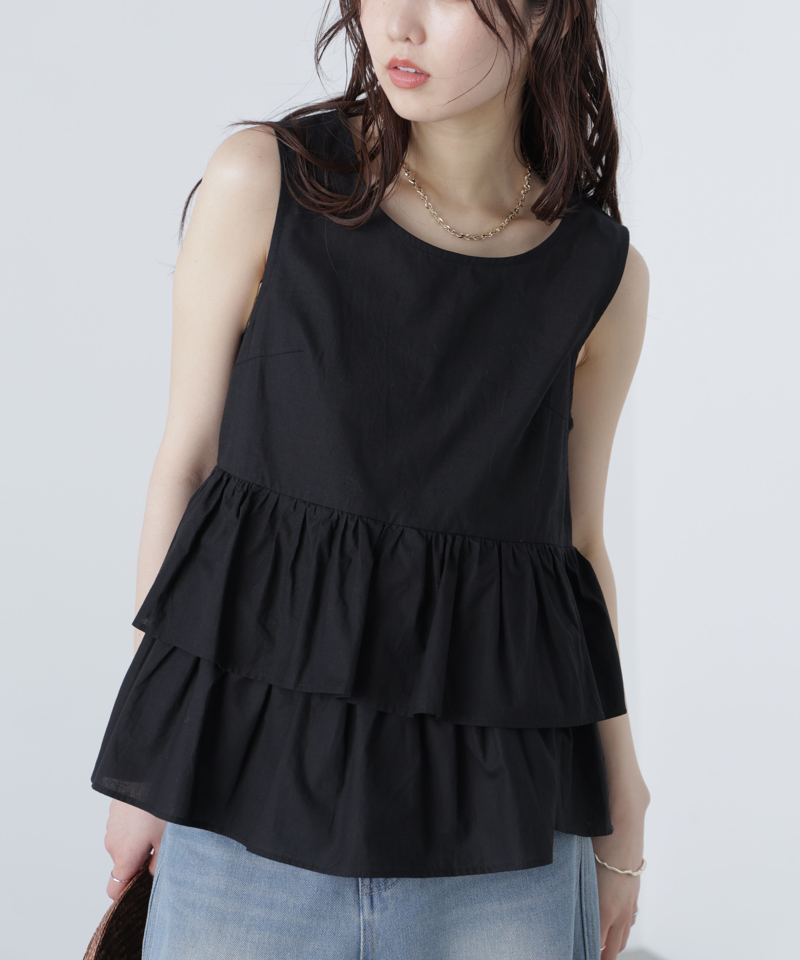 「シアーノースリーブティアードブラウス」|シャツ・ブラウス|