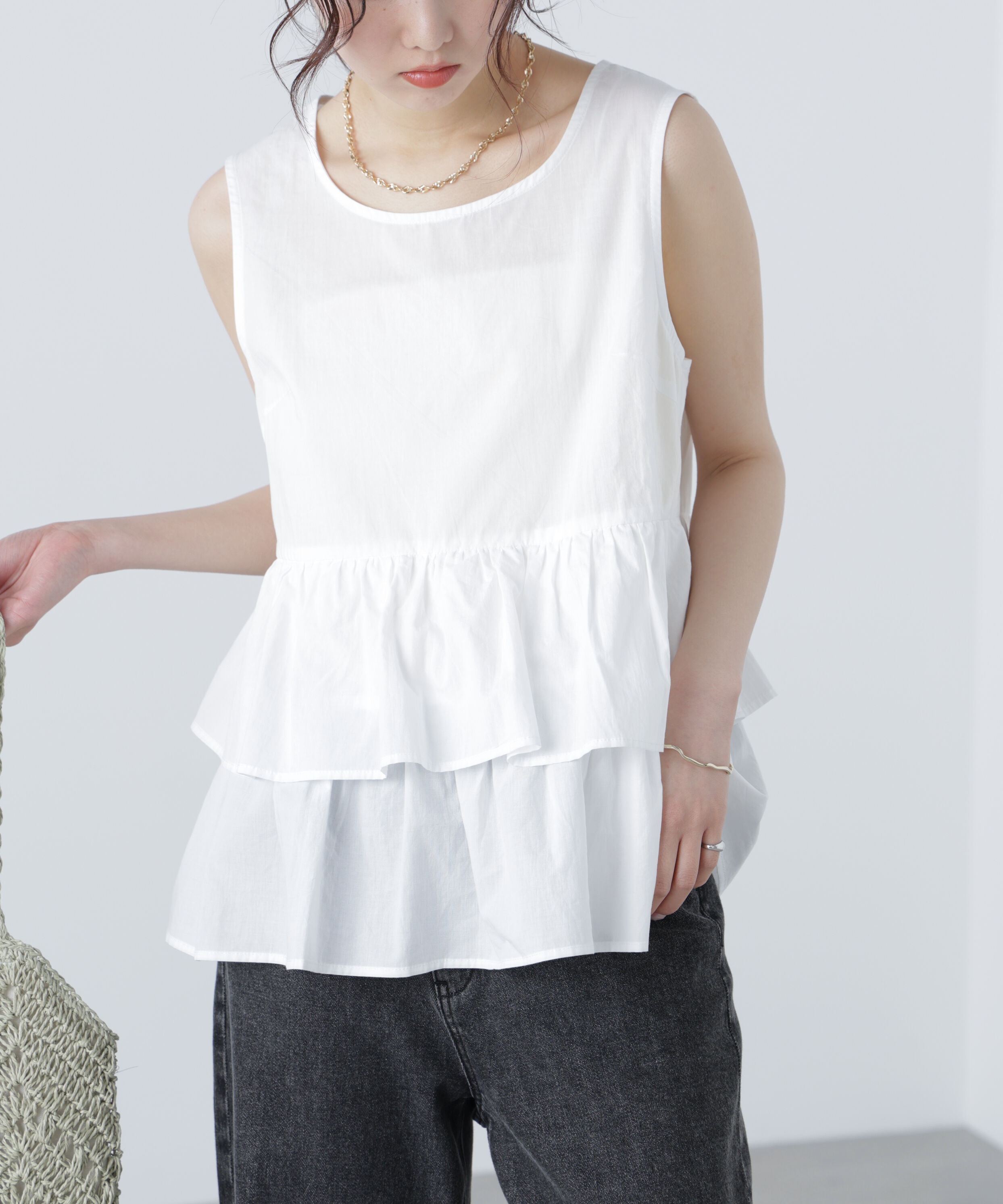  「シアーノースリーブティアードブラウス」|シャツ・ブラウス|