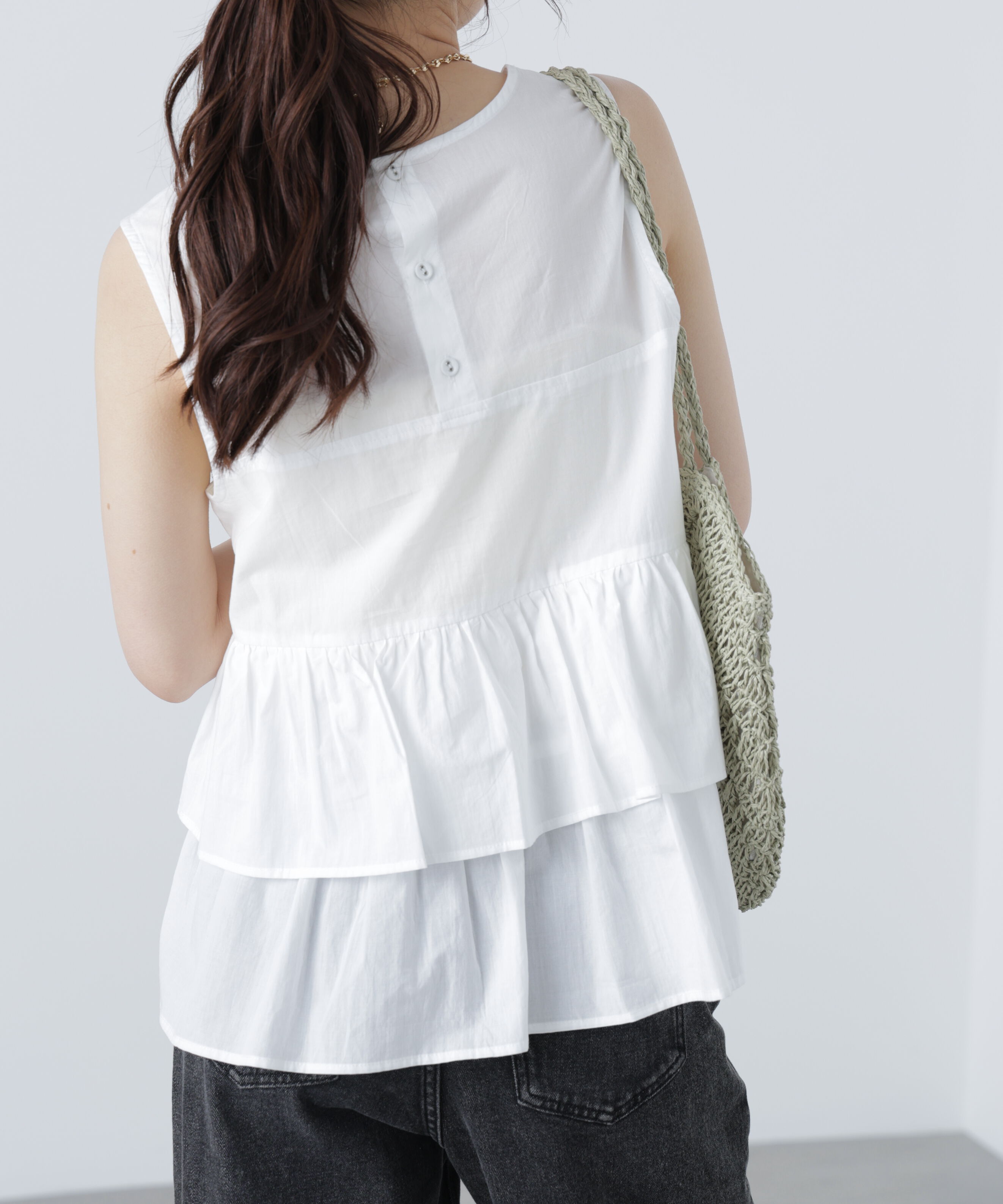  「シアーノースリーブティアードブラウス」|シャツ・ブラウス|