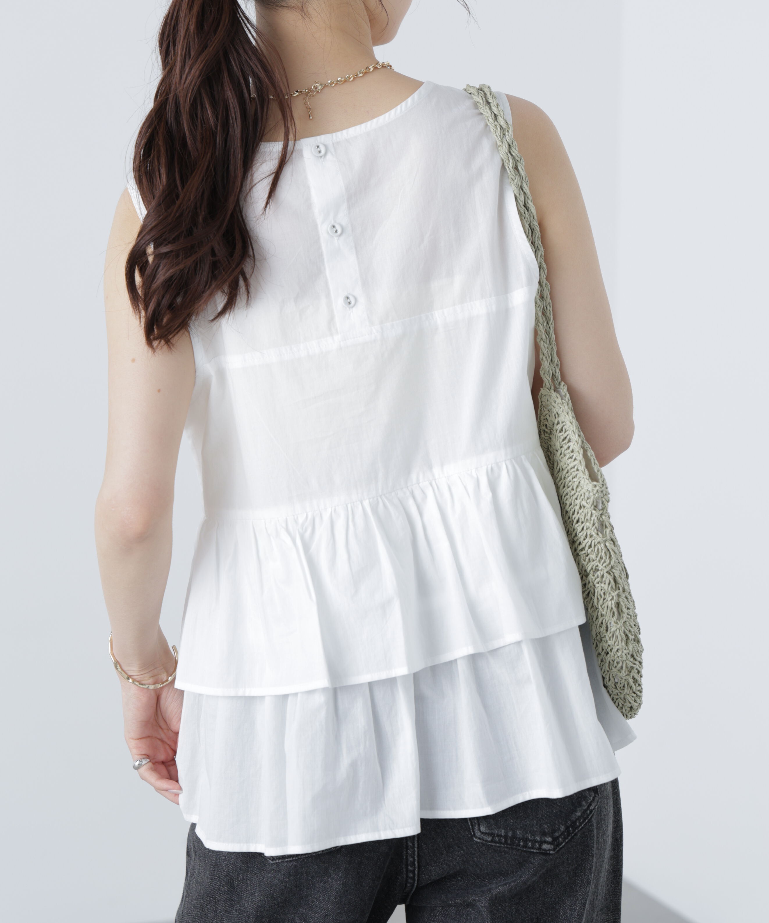  「シアーノースリーブティアードブラウス」|シャツ・ブラウス|