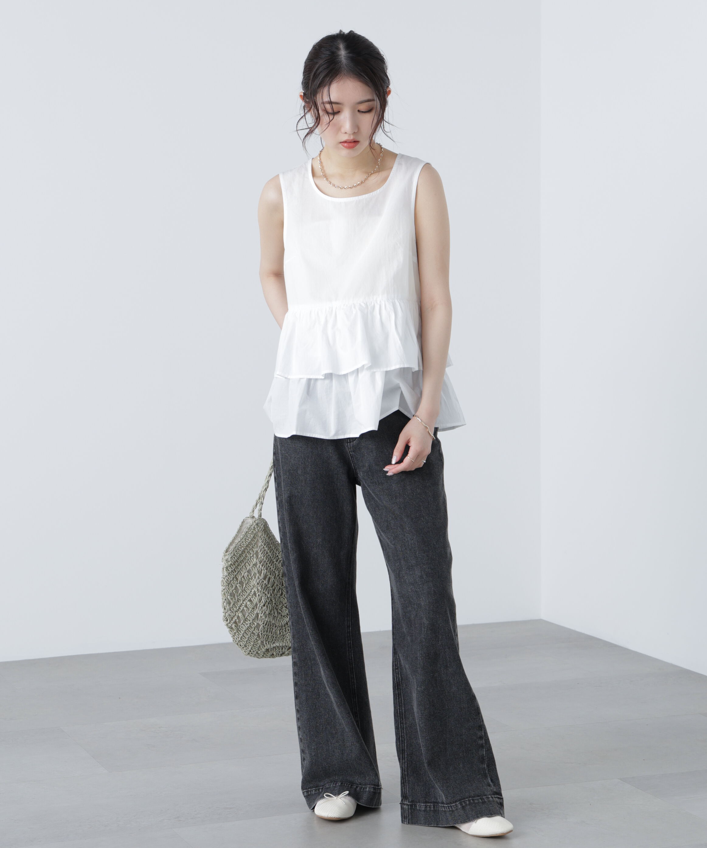  「シアーノースリーブティアードブラウス」|シャツ・ブラウス|