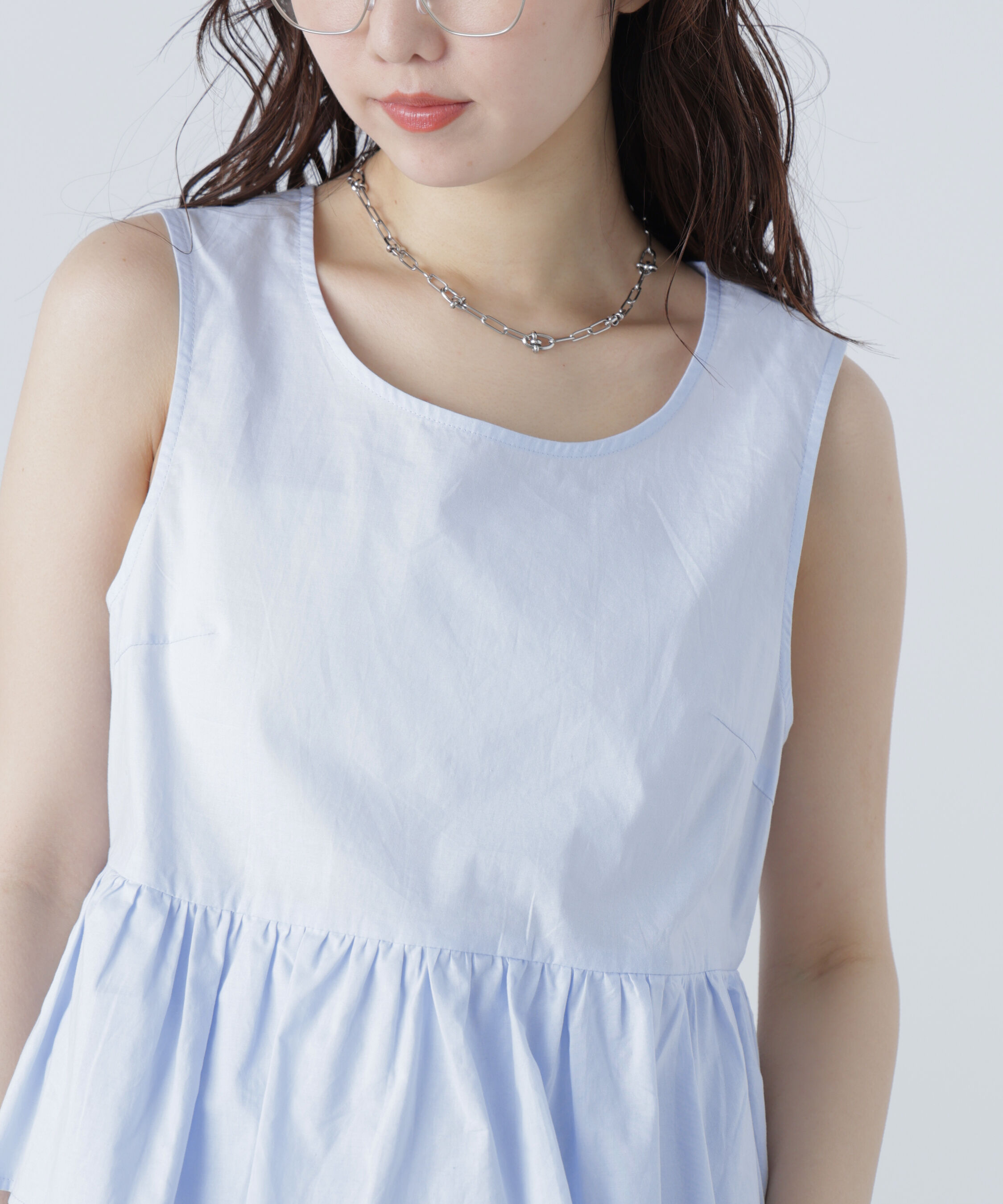  「シアーノースリーブティアードブラウス」|シャツ・ブラウス|