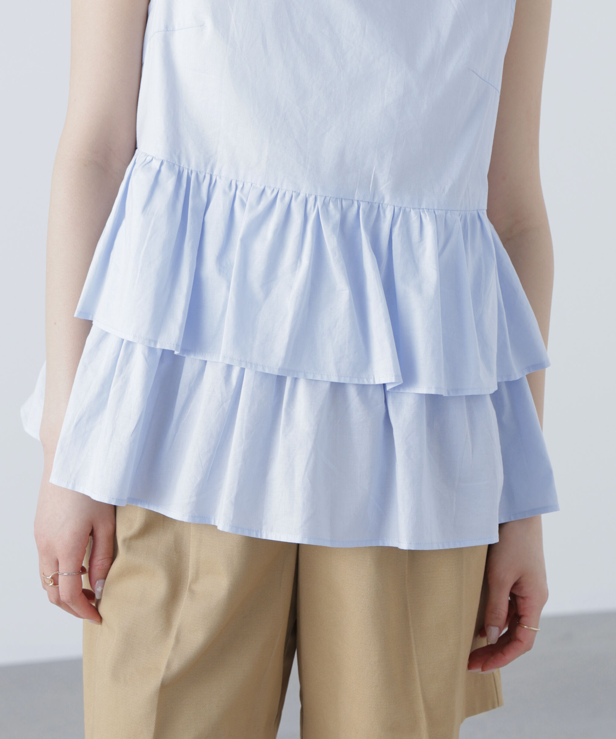  「シアーノースリーブティアードブラウス」|シャツ・ブラウス|