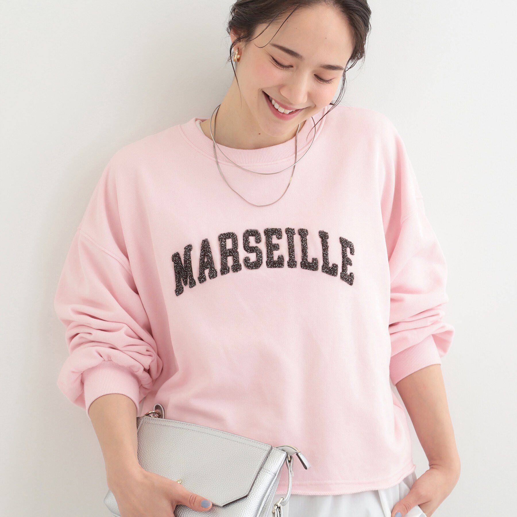 SHOO･LA･RUE「サガラ刺繍アソート裏毛スウェット」|パーカー|ライトピンク(170