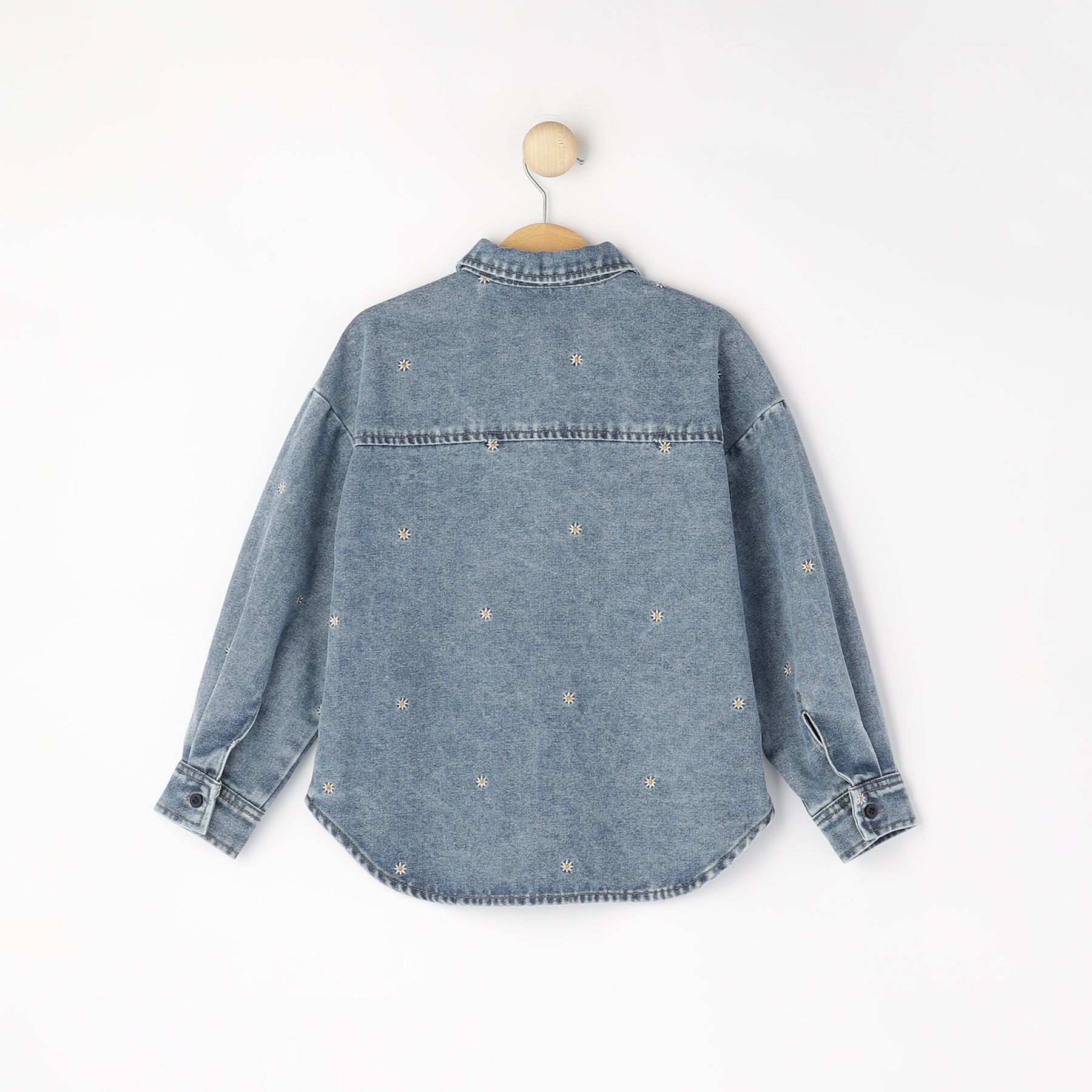 SHOO･LA･RUE「【100-150cm】フラワー刺繍デニムシャツ」|シャツ・ブラウス|