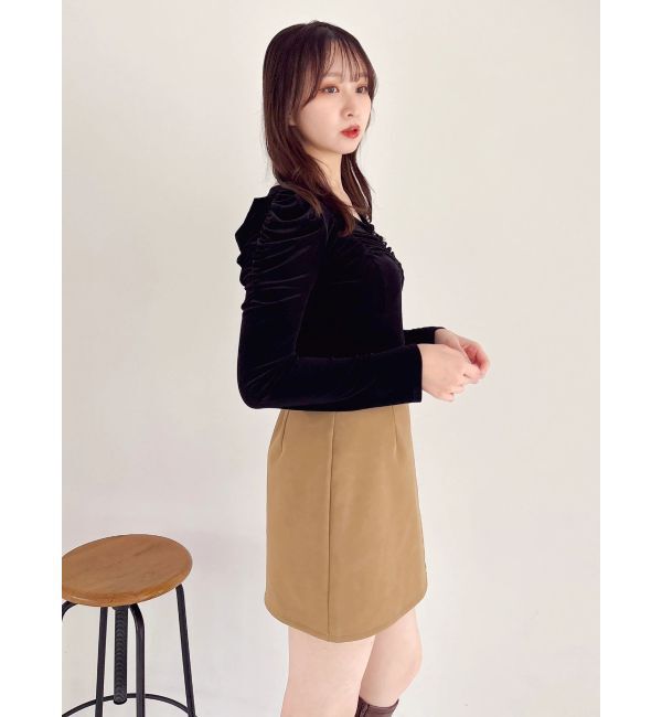 dazzlin「シアーベロアギャザーデザイントップス」|Tシャツ・カットソー|