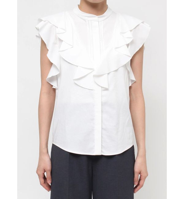 LAGUNAMOON「フリルピンタックノースリーブブラウス」|シャツ・ブラウス|