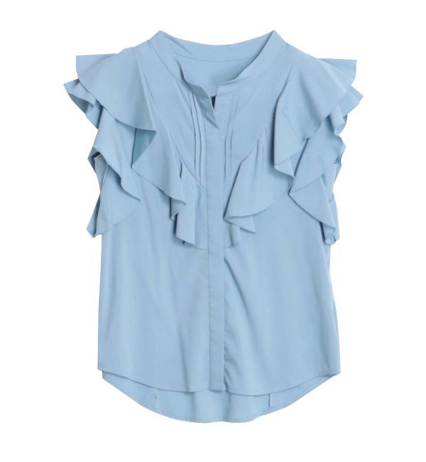 LAGUNAMOON「フリルピンタックノースリーブブラウス」|シャツ・ブラウス|