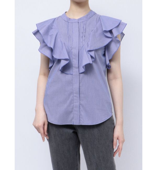 LAGUNAMOON「フリルピンタックノースリーブブラウス」|シャツ・ブラウス|