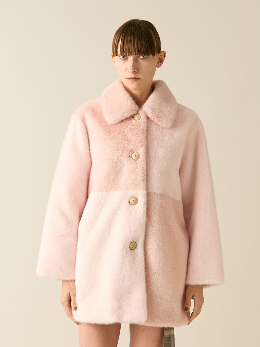 FURFUR「パッチワークエコファーミドルコート」|ステンカラーコート|