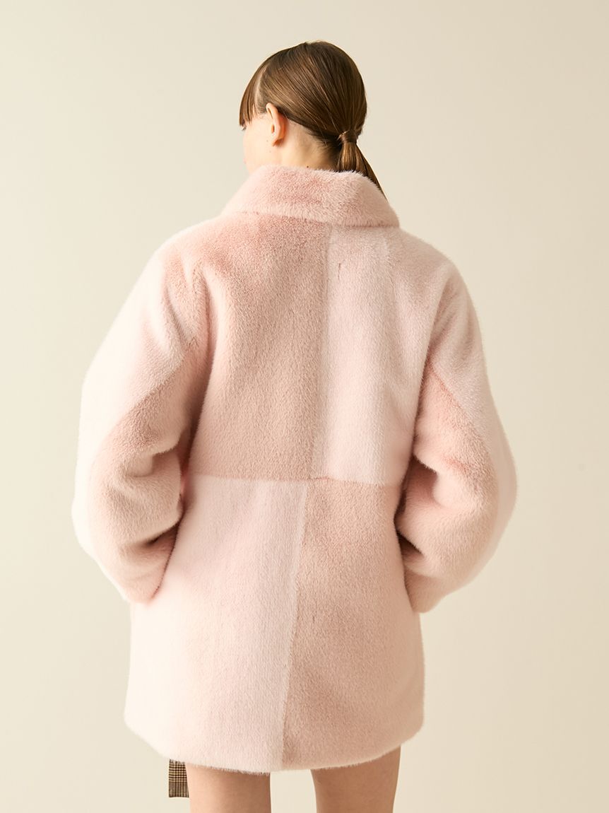 FURFUR「パッチワークエコファーミドルコート」|ステンカラーコート|