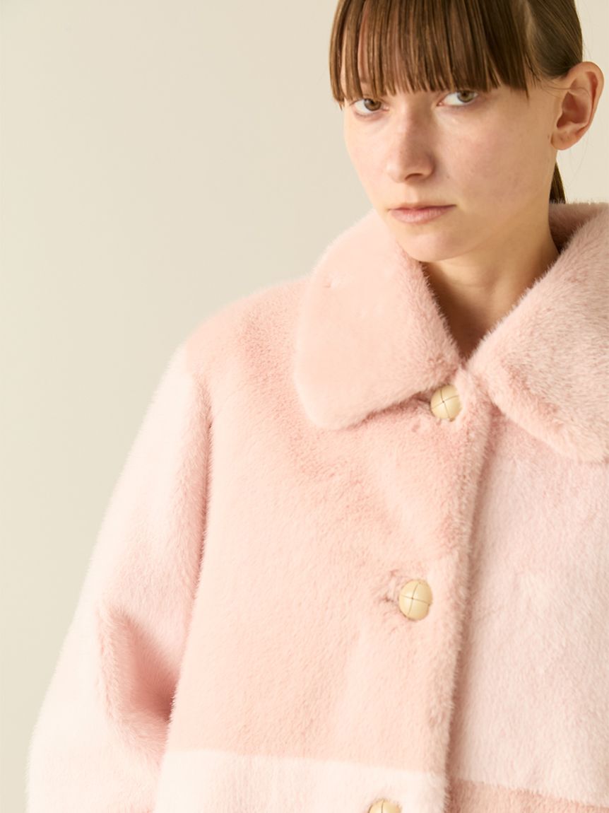 FURFUR「パッチワークエコファーミドルコート」|ステンカラーコート|