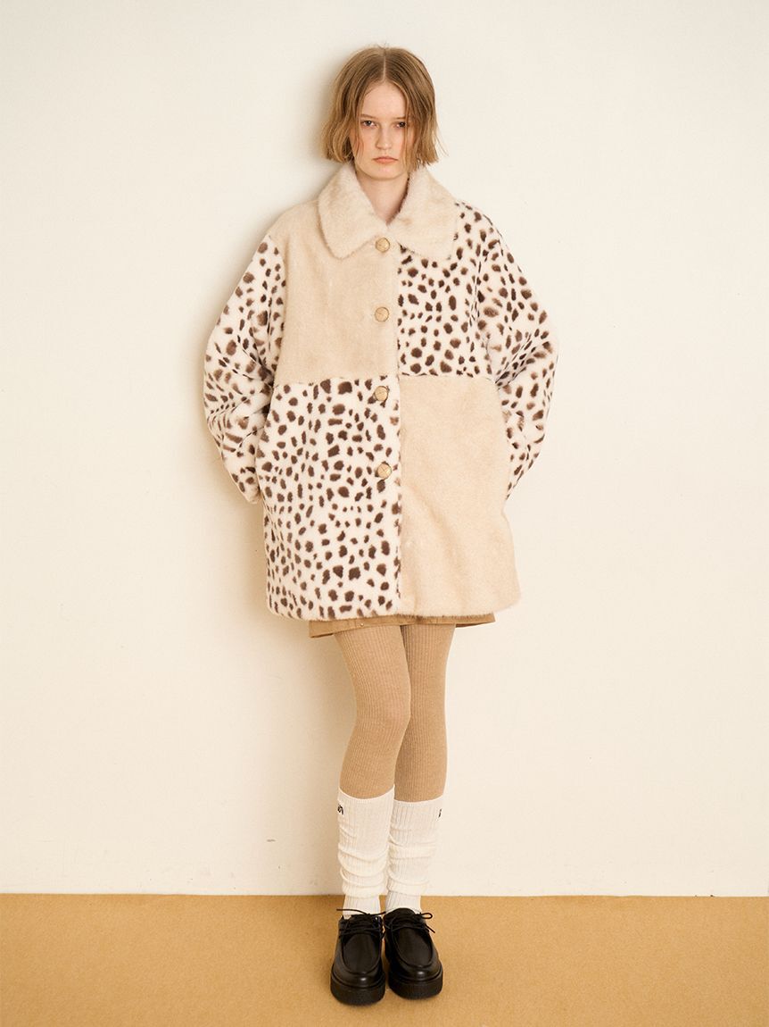 FURFUR「パッチワークエコファーミドルコート」|ステンカラーコート|