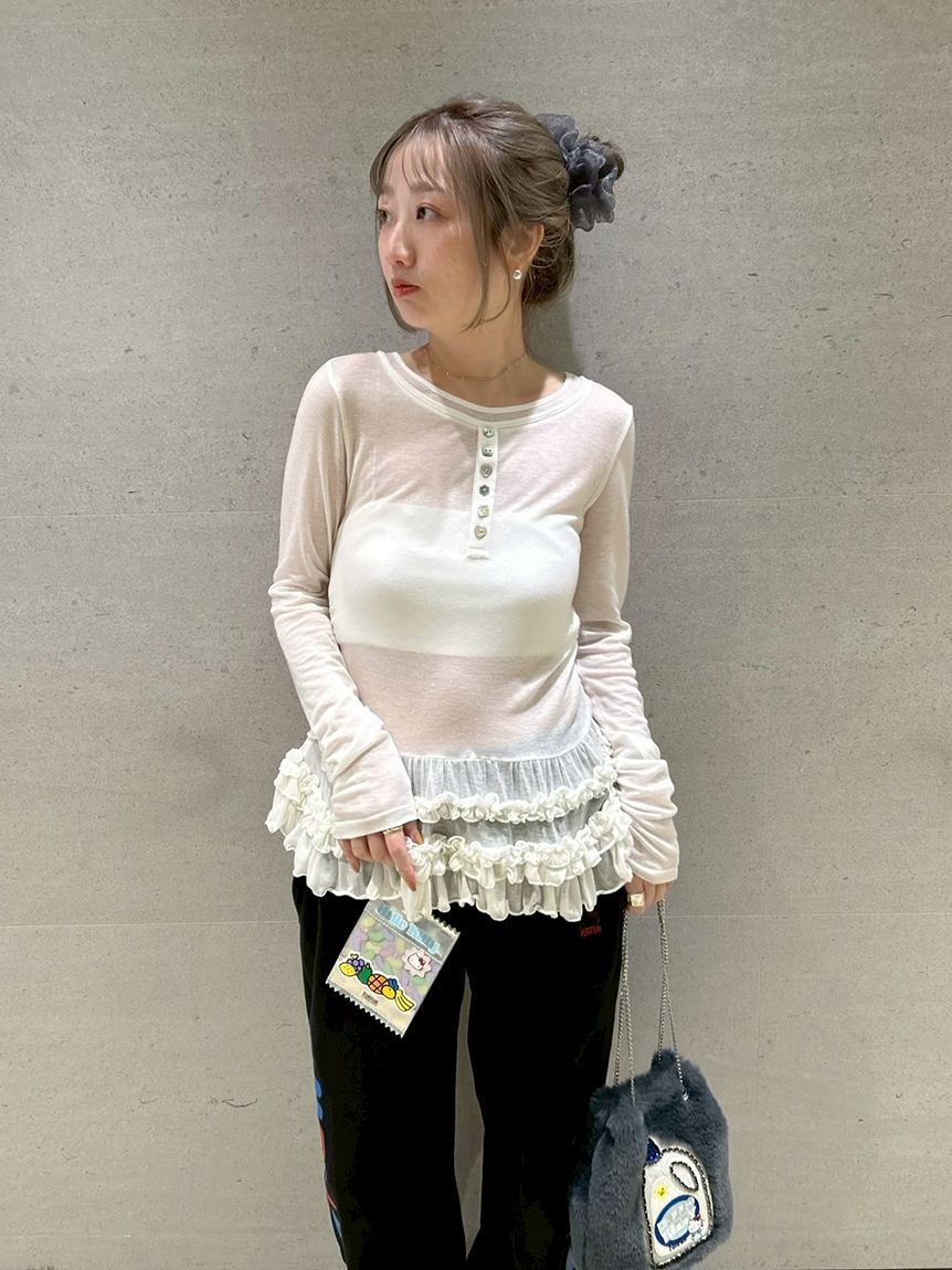 FURFUR「裾フリルジャージートップス」|Tシャツ・カットソー|