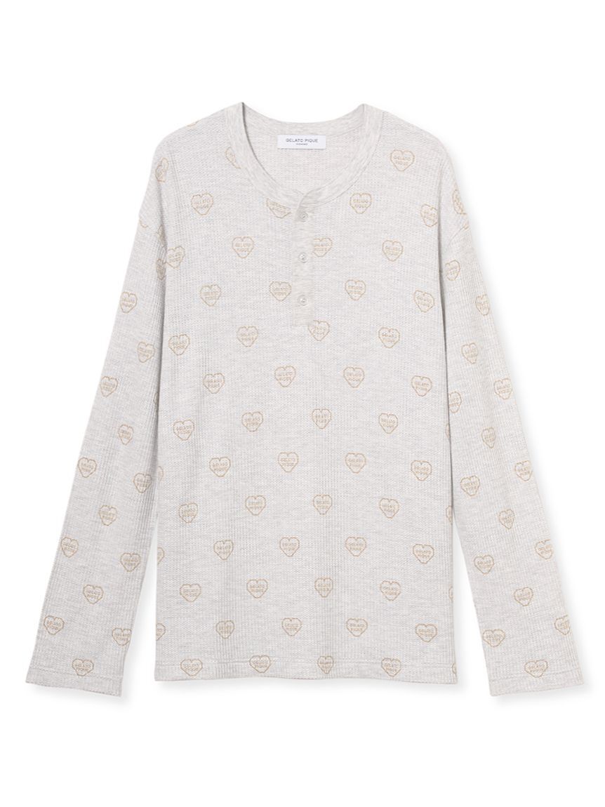 GELATO PIQUE HOMME「【HOMME】ワッフルヘンリーネックロンT」|ルームウェア|OATMEAL