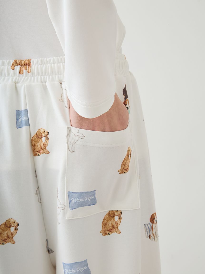 gelato pique「【UNISEX】プレイフルDOG柄ロングパンツ」|ルームウェア|