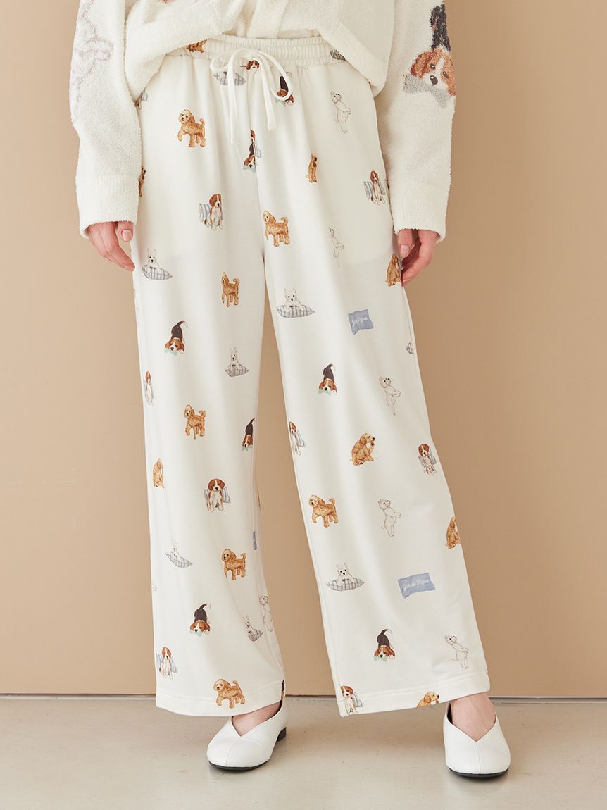 gelato pique「【UNISEX】プレイフルDOG柄ロングパンツ」|ルームウェア|