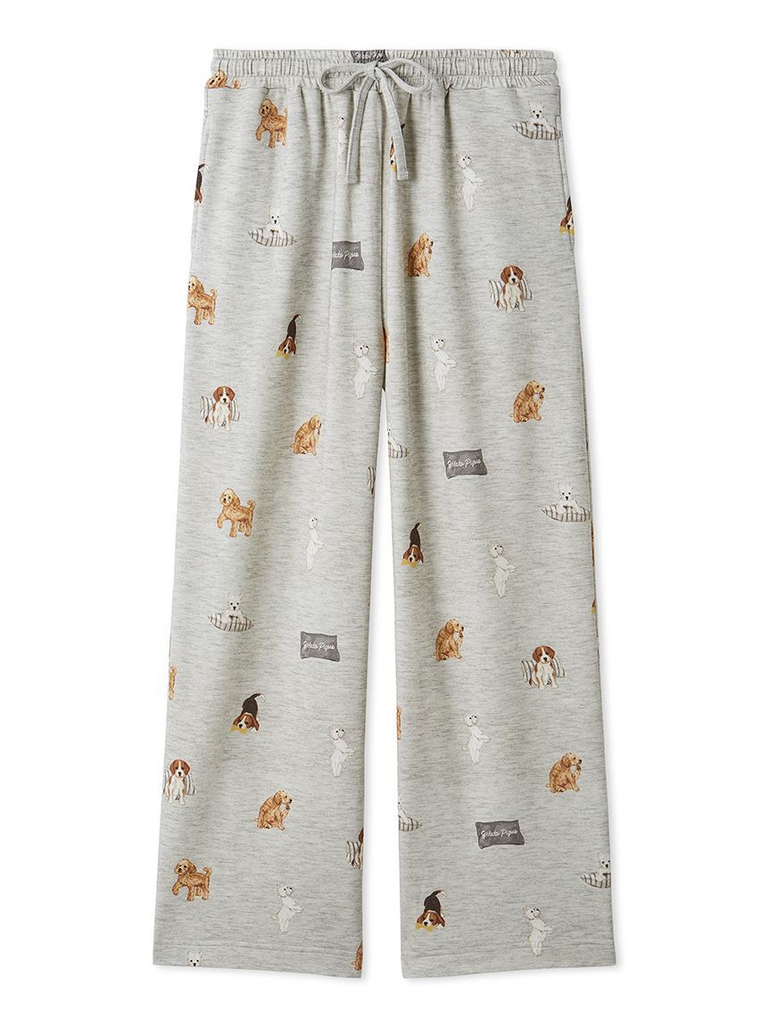 gelato pique「【UNISEX】プレイフルDOG柄ロングパンツ」|ルームウェア|GRY