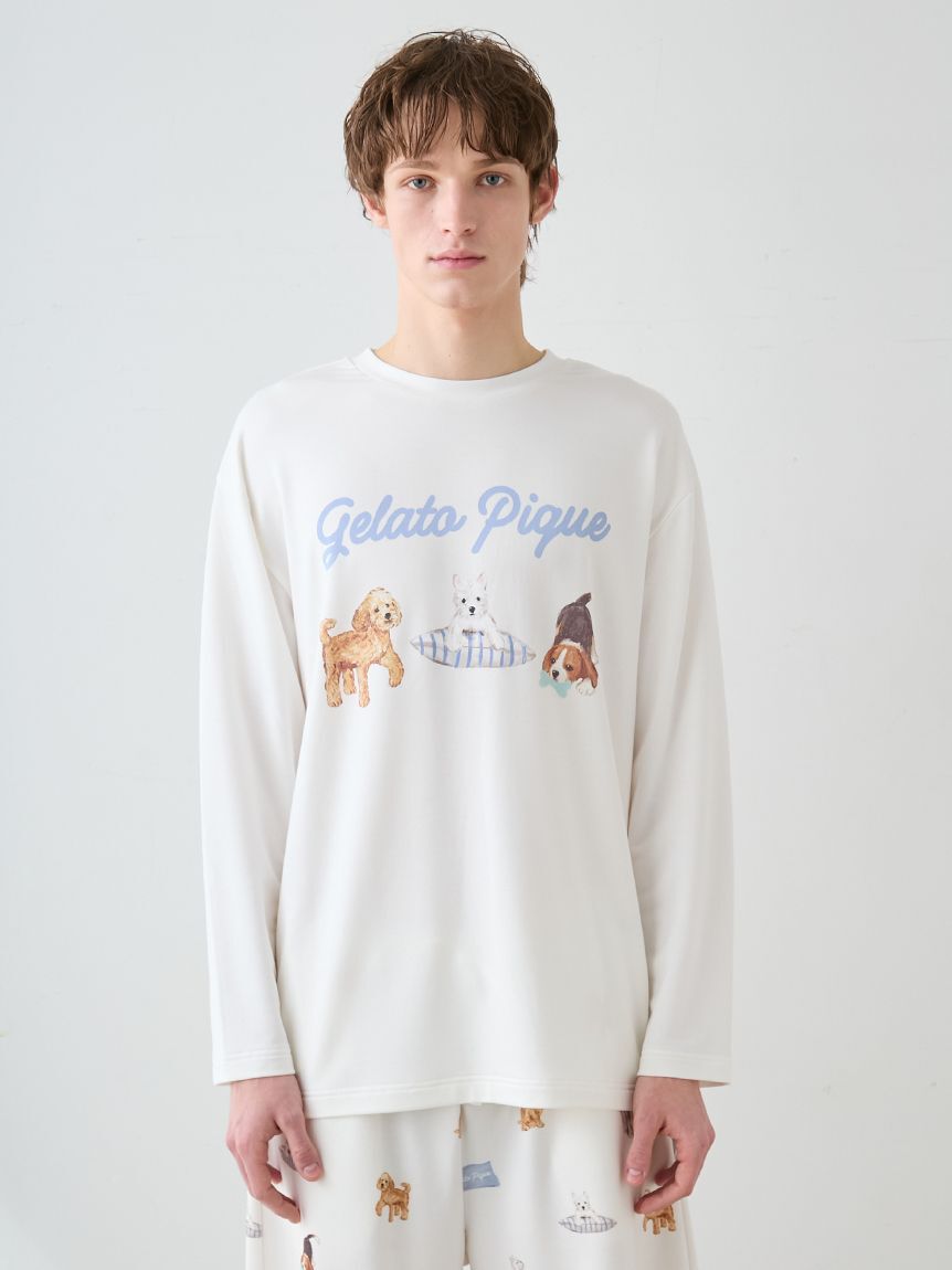 gelato pique「【UNISEX】プレイフルDOGワンポイントロンT」|ルームウェア|