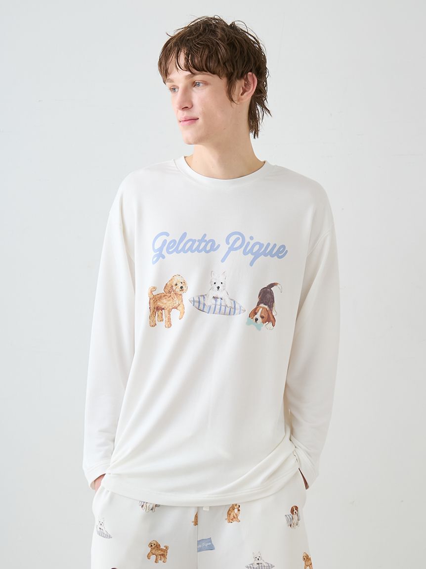 gelato pique「【UNISEX】プレイフルDOGワンポイントロンT」|ルームウェア|