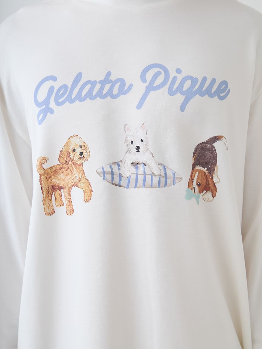 gelato pique「【UNISEX】プレイフルDOGワンポイントロンT」|ルームウェア|
