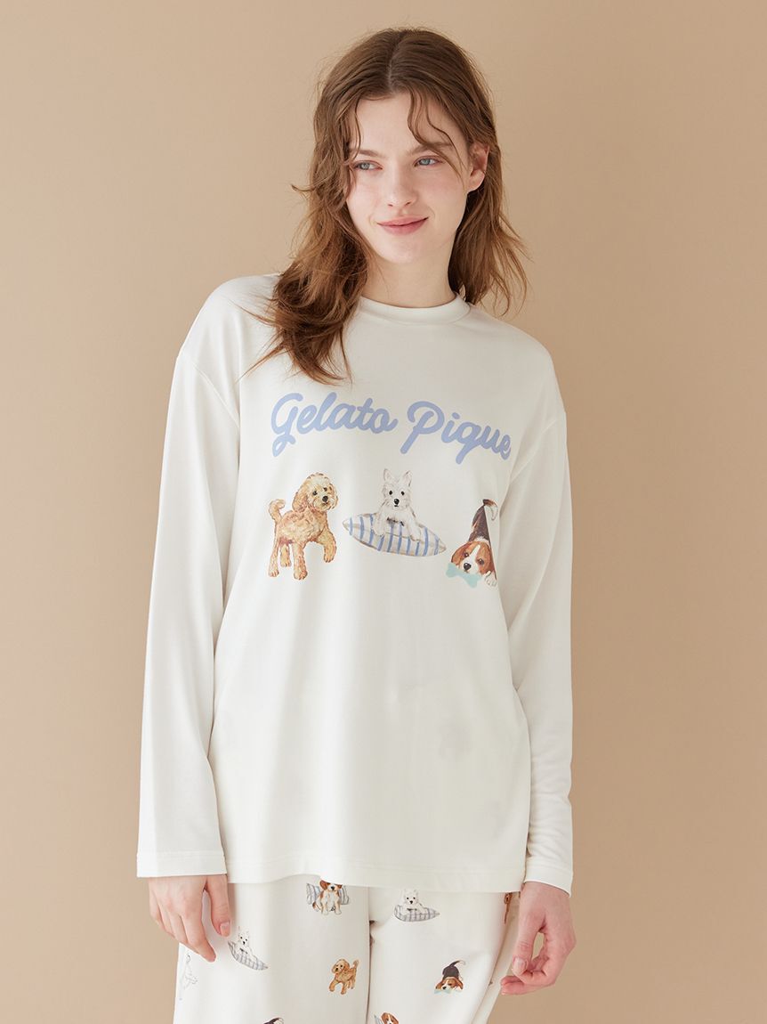 gelato pique「【UNISEX】プレイフルDOGワンポイントロンT」|ルームウェア|