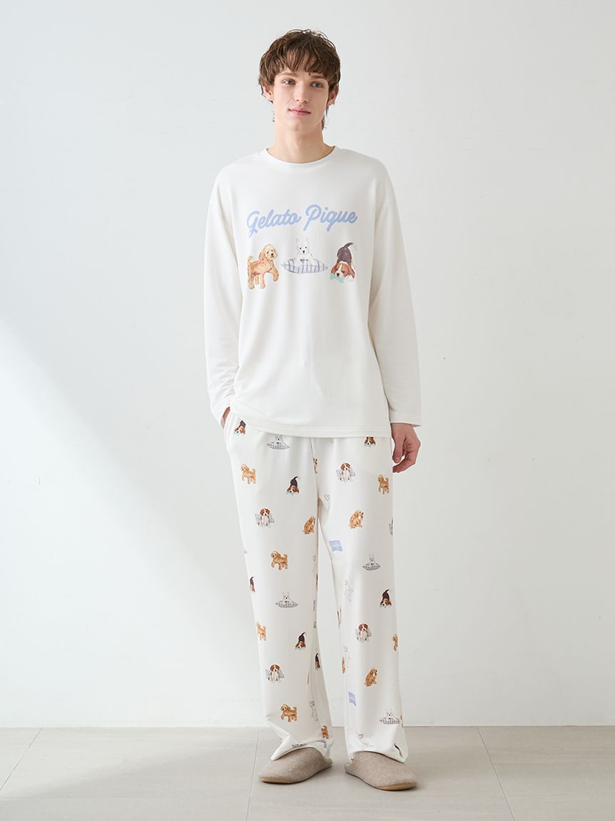 gelato pique「【UNISEX】プレイフルDOGワンポイントロンT」|ルームウェア|