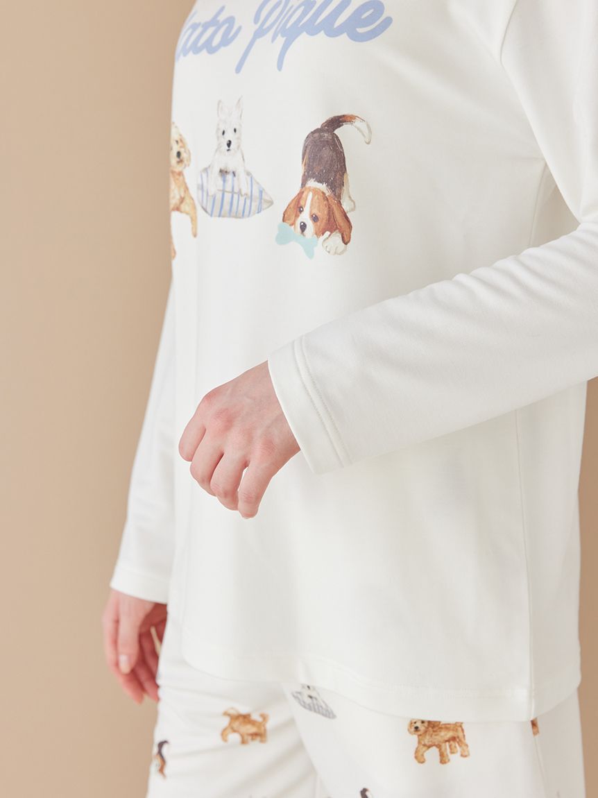 gelato pique「【UNISEX】プレイフルDOGワンポイントロンT」|ルームウェア|