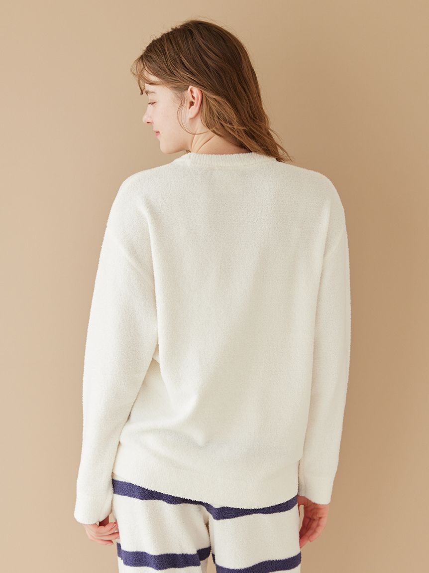 gelato pique「【ONLINE限定】【UNISEX】エアリーモコプレイフルDOGジャガードプルオーバー&ボーダーロングパンツセット」|ルームウェア|