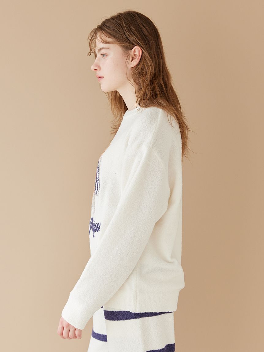 gelato pique「【ONLINE限定】【UNISEX】エアリーモコプレイフルDOGジャガードプルオーバー&ボーダーロングパンツセット」|ルームウェア|